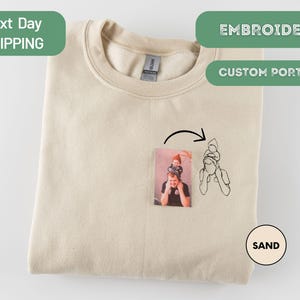 Embroidered Custom Portrait from Photo Sweatshirt, Family Portrait, Personalized Gift, Father's Day Gift