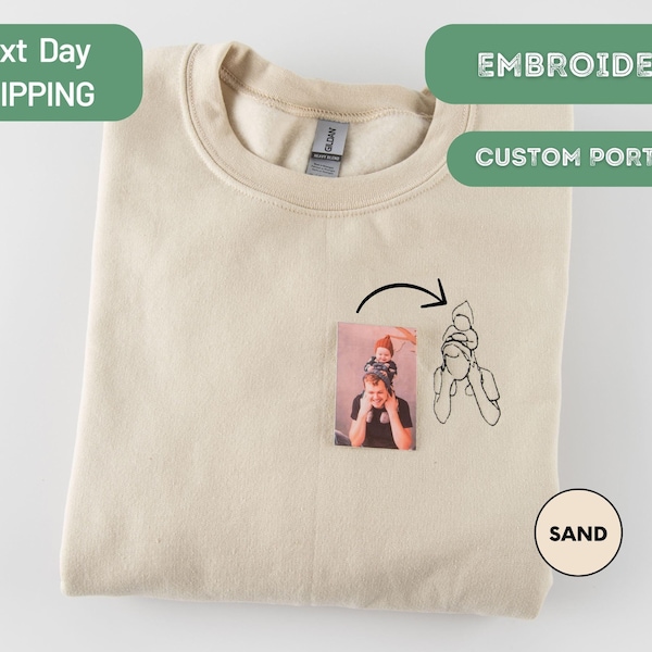 Sudadera con retrato personalizado bordado a partir de foto, retrato familiar, regalo personalizado, aniversario o Navidad