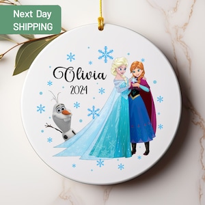 Adorno de Frozen, Adorno de Navidad, Adorno personalizado de Elsa y Anna, Adorno de Frozen de Disney, Adorno de Elsa