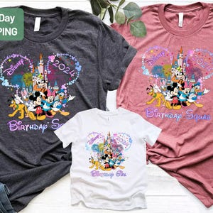Camiseta de cumpleaños de Disney, fiesta de cumpleaños de Disney, camisetas de grupo de cumpleaños, equipo de cumpleaños, escuadrón de cumpleaños, cumpleaños familiar