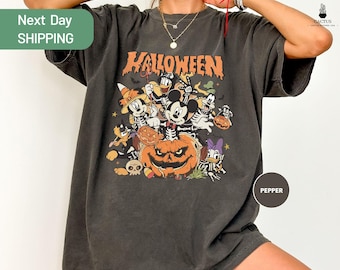 Comfort Colors Vintage Halloween Mouse And Friends Shirt, Disney Halloween Shirt, Disney Spooky Shirt, Halloween Party Shirt