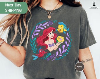 Comfort Colors Vintage Disney Little Mermaid Shirt, Disney Princess Shirt, Little Mermaid Ariel Shirt, Birthday Girl Shirt Gift