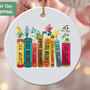 Custom Bookshelf Ornament, Custom Books Ornament, Custom Book Club Gift, Bookish Gift, Book Lover Gift, Reader Gift