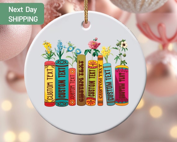 Custom Bookshelf Ornament, Custom Books Ornament, Custom Book Club Gift, Bookish Gift, Book Lover Gift, Reader Gift