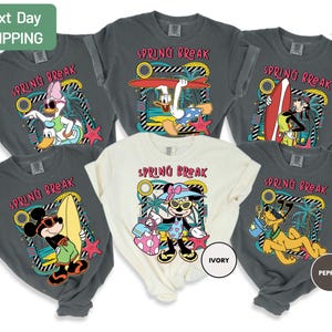 Comfortkleuren Disney Mickey and Friends Spring Group T-shirt, Disney Family Shirt, WDW Spring Break-T-shirt, Disneyland Summer Vacation-T-shirt