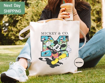 Retro Mickey Tote, Disney Tote Bag, Mickey Tote Bag, Disney Travel Tote, Mickey Mouse Canvas Bag, Disney Gift Bag