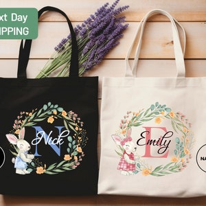 Tote bag personnalisé, tote bag d'Halloween pour enfants, tote bag lapin pour enfants, cartable prénom personnalisé, cadeau pour amoureux des lapins, fourre-tout pour la maternelle