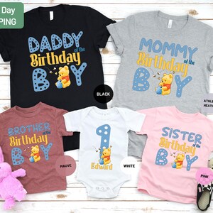 Winnie The Pooh Birthday Shirt, Family Matching Winnie The Pooh Shirts, Pooh Bear Birthday Family Shirts, Personalized Birthday Shirt