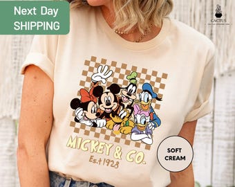 Vintage Mickey Checkered Shirt, Mickey and Co 1928 Shirt, Retro Vintage Disney Shirt, Disney Squad Shirt, Disney Group Matching Shirt