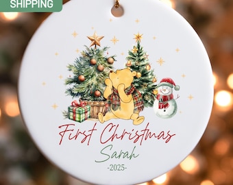 Personalized Pooh Ornament, Custom First Christmas Ornament, Personalized Name Christmas Ornament, Winnie the Pooh