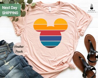 Retro Sunset Mickey Shirt, Colorful Mickey T-Shirt, Magic Kingdom Shirt, Matching Family Travel Shirt, Disneyland, Disneyworld, Minnie Mouse