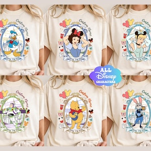 Camiseta familiar de Disneyworld, camiseta grupal de Disney, camisetas personalizadas para viajes a Disney 2026, camiseta de vacaciones en Disneyland, camiseta de personajes de Disney imagen 1