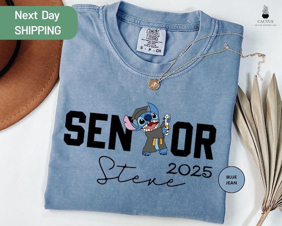 Comfort Colors Disney Stitch Senior 2025 Shirt, Custom Senior Stitch Tee,  Disney Grad Tee, Disney Graduation Trip Tee, Senior Gift Shirt