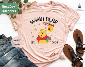 Mama Pooh Bear Shirt, Winnie The Pooh Mama Shirt, Cute Mom T Shirt, Custom Mama Shirt, Personalized Mama Bear Shirt