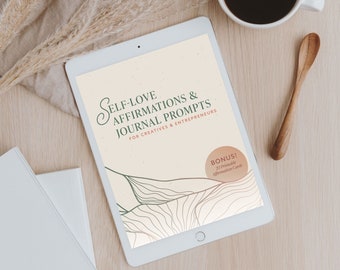 Self-Love Affirmations & Journal Prompts Workbook | Digital Printable File