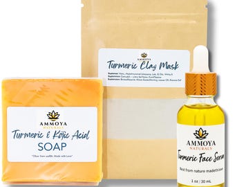 Kurkuma-Ton-Gesichtsmasken-Set: ACV & Ätherische Öle (4 oz)