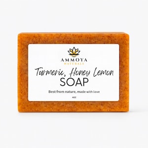 Handcrafted Lemon Essential Oil Soap with Raw Honey, Turmeric & Goat Milk – Artisanal, Moisturizing