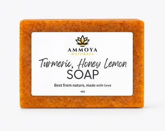Handcrafted Lemon Essential Oil Soap with Raw Honey, Turmeric & Goat Milk – Artisanal, Moisturizing