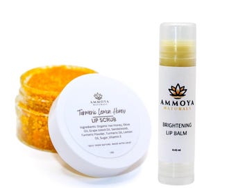 Manuka Honey Lip Set: Turmeric Lemon Lip Scrub & Balm