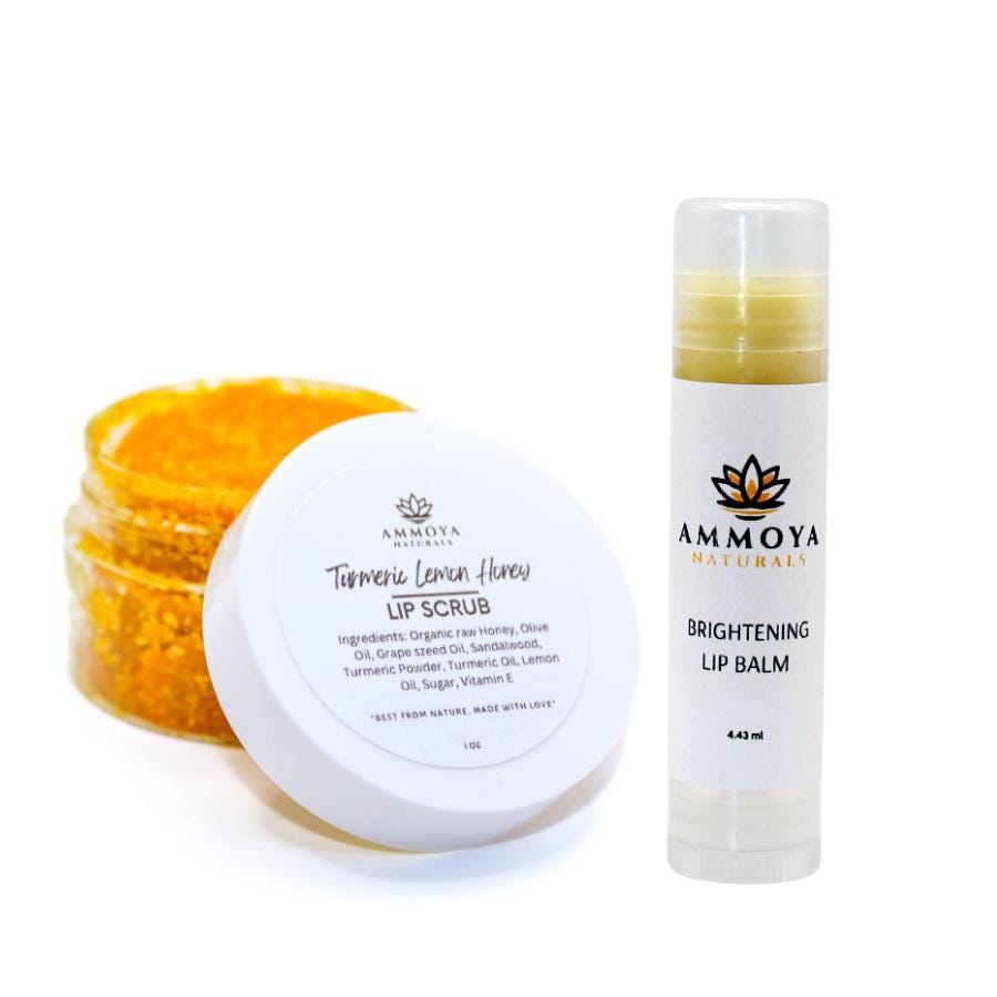 Manuka Honey Lip Set: Turmeric Lemon Lip Scrub & Balm