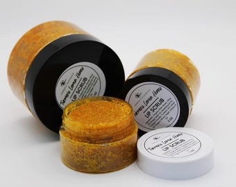 Exfoliante labial de cúrcuma, limón y miel: exfoliante de azúcar