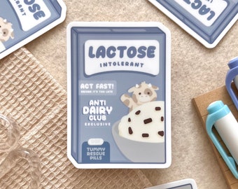 Lactaid Inspired - Lactose Intolerant, Anti-Dairy Club Vinyl Sticker, Hydroflask, Laptop Decal, Waterproof