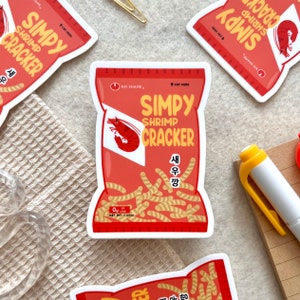 Korean Shrimp Cracker - Simpy Shrimp Vinyl Waterproof Sticker