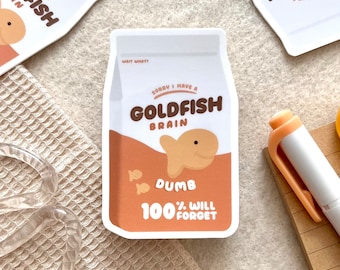 Goldfish Cracker Inspired - Snack Bag “Goldfish Brain” Vinyl Sticker, Waterproof, Hydroflask, Laptop Decal