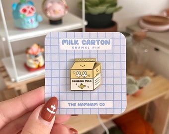 Banana Milk 우유 Carton Enamel Pin