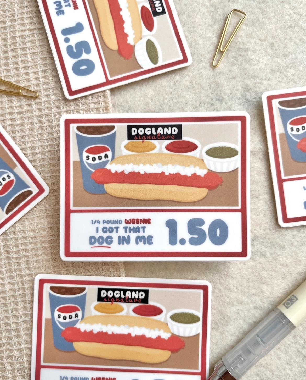 Costco Hot Dog Inspired - I Got that DOG in Me Vinyl Sticker, Waterproof, Hydroflask, Laptop Sticker