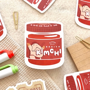 Studio Ghibli Inspired Radish Kimchi Vinyl Sticker, Waterproof Hydroflask, Laptop Decal