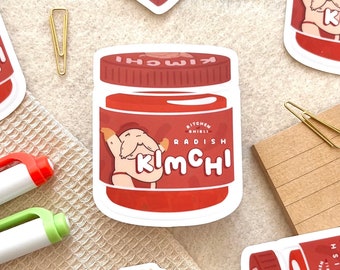 Studio Ghibli Inspired Radish Kimchi Vinyl Sticker, Waterproof Hydroflask, Laptop Decal