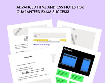 Complete advanced HTML and CSS notes pack for exam success gcse and a level or personal growth