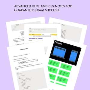 Complete advanced HTML and CSS notes pack for exam success gcse and a level or personal growth