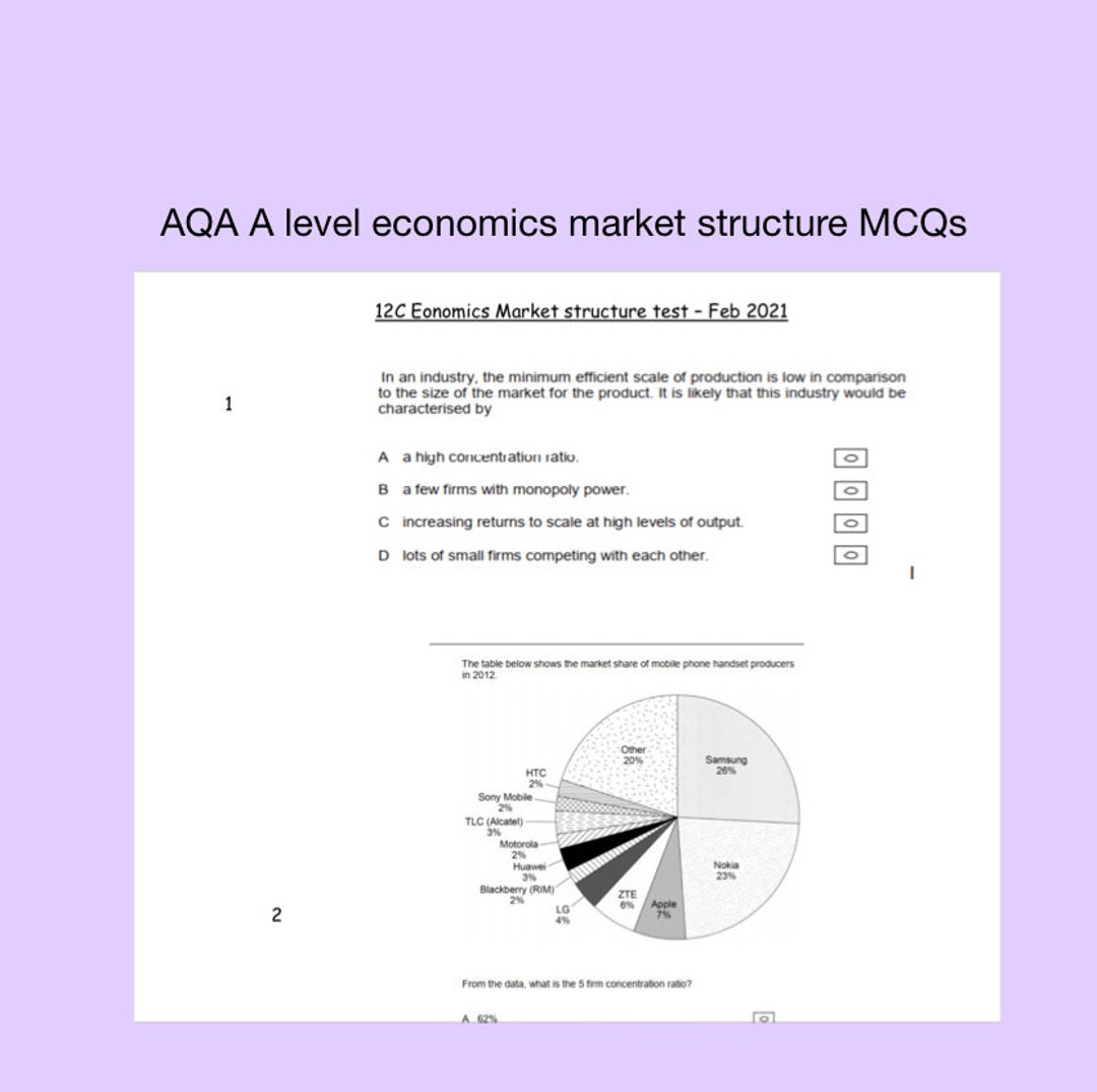 AQA A Level Economics Market Structure A* Question Pack (30 Questions ...