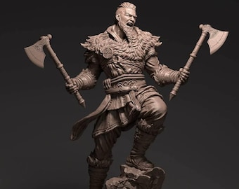 Unpainted Viking Warrior With Axe Figure Model Resin Pirate Chief Garage Kits 