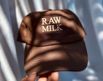 Raw Milk Embroidered Dad Hat Various Colors | Milk Dad Hat | Raw Milk Design | Raw Milk Dad Hat