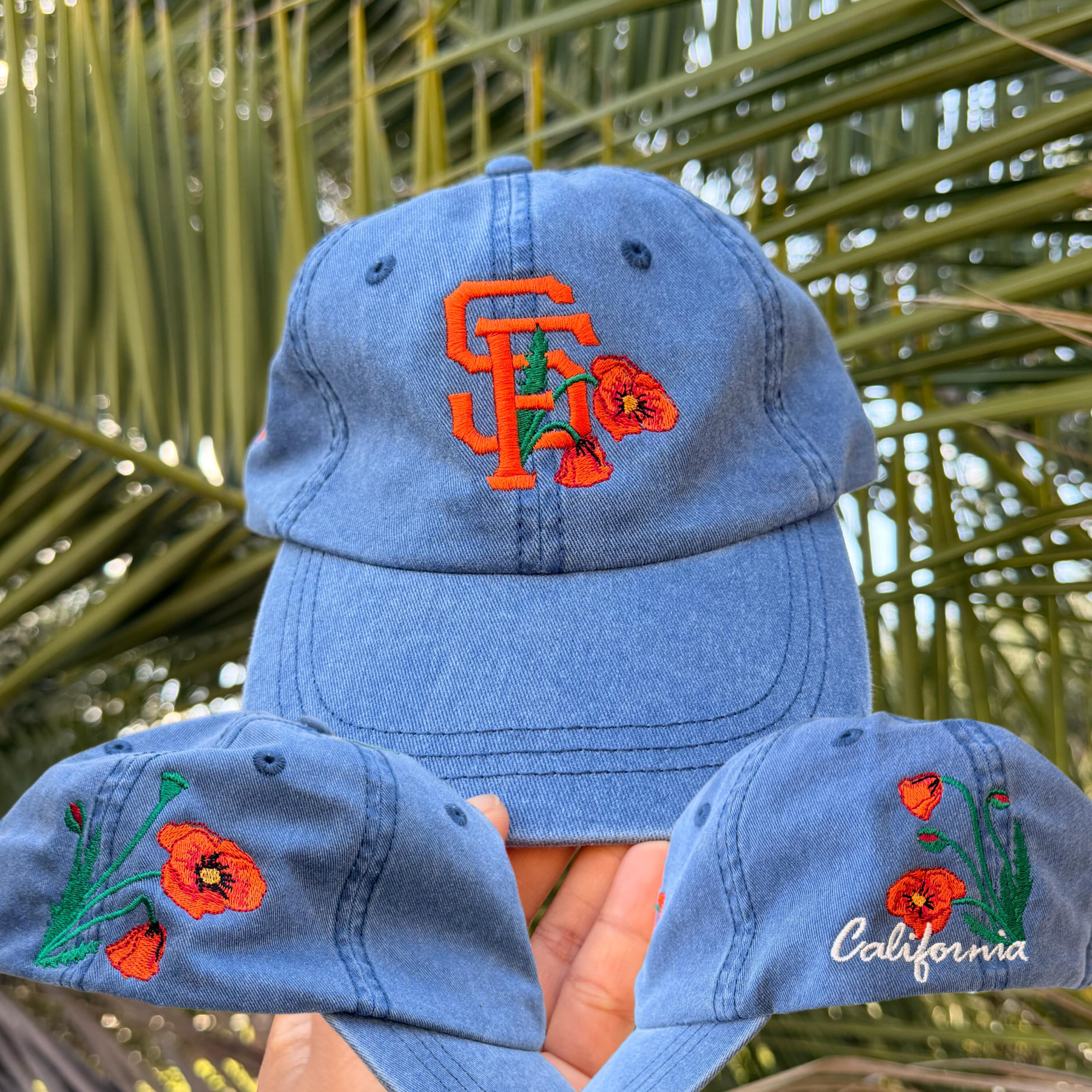 帽子 FLEUR STORE american traditional Embroidered California Poppy Dad Hat: San Francisco Giants SF - Etsy