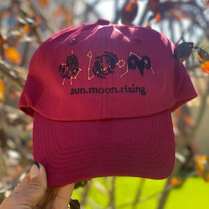 Embroidered Astrology Dad Hat: Personalized Sun Moon Rising Zodiac Sign image 3