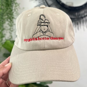 Line Art Portrait Embroidered with Roman Numerals Date on Dad Hat Couples Embroidery Dad Hat Couples Hat Gifts for Her Gifts for Him image 4