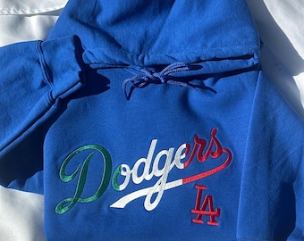 Dodgers LA Mexiko-Flagge Baseball bestickte Rundhalsausschnitt Hoodies | Dodgers Mexikanische Flagge Stickdatei, Stickdatei | Dodgers Los Angeles Baseball Bekleidung