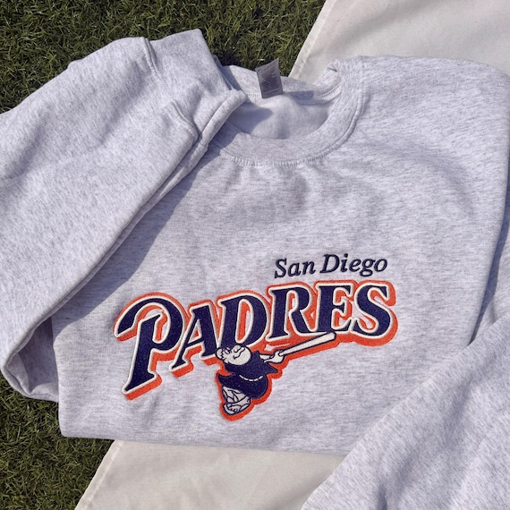 Padres The Swinging Friar San Diego Baseball Club Embroidered Crewneck: Padres Classic Embroidery Sweater Original Baseball Design