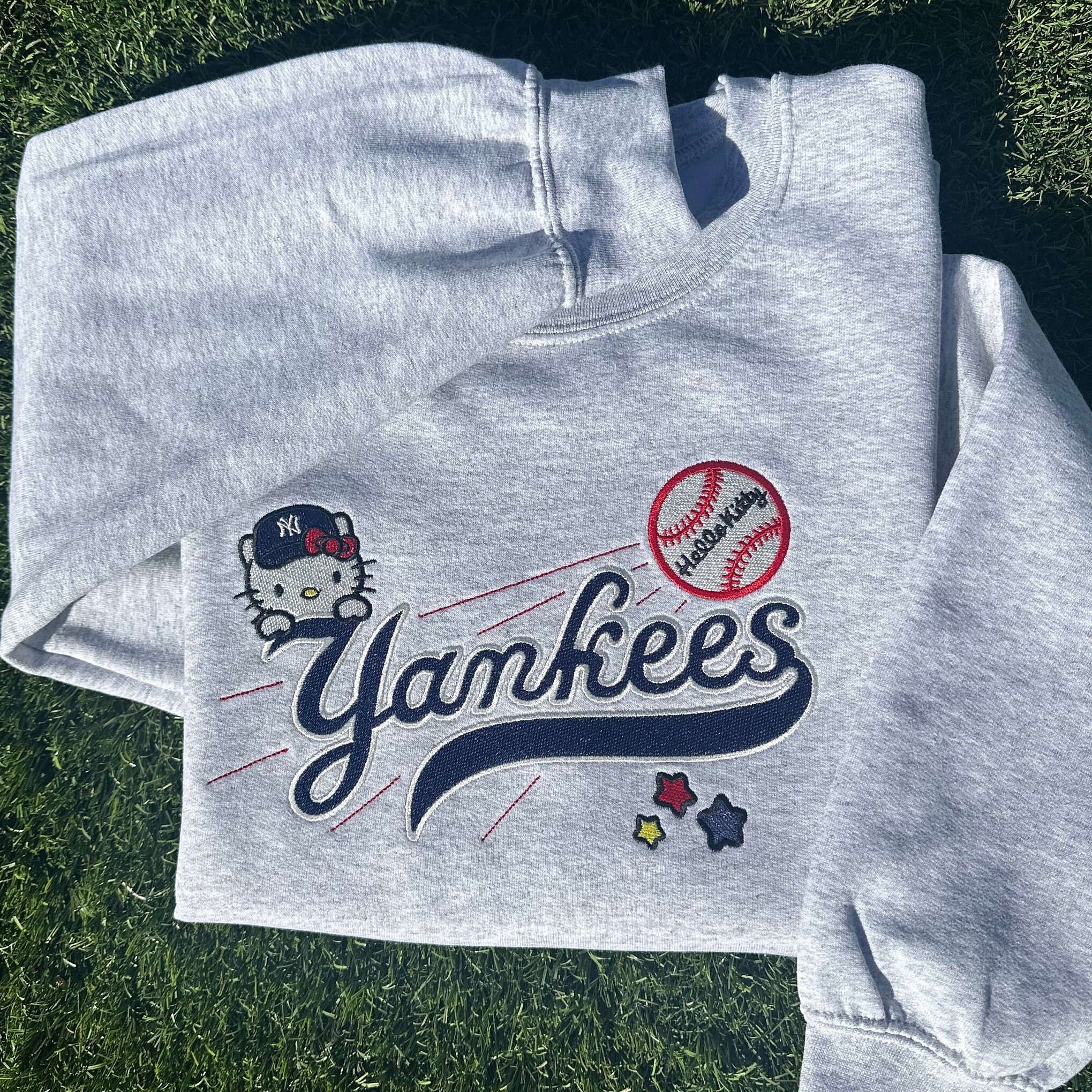 Embroidered Hello Kitty New York Baseball Sweatshirt - Etsy