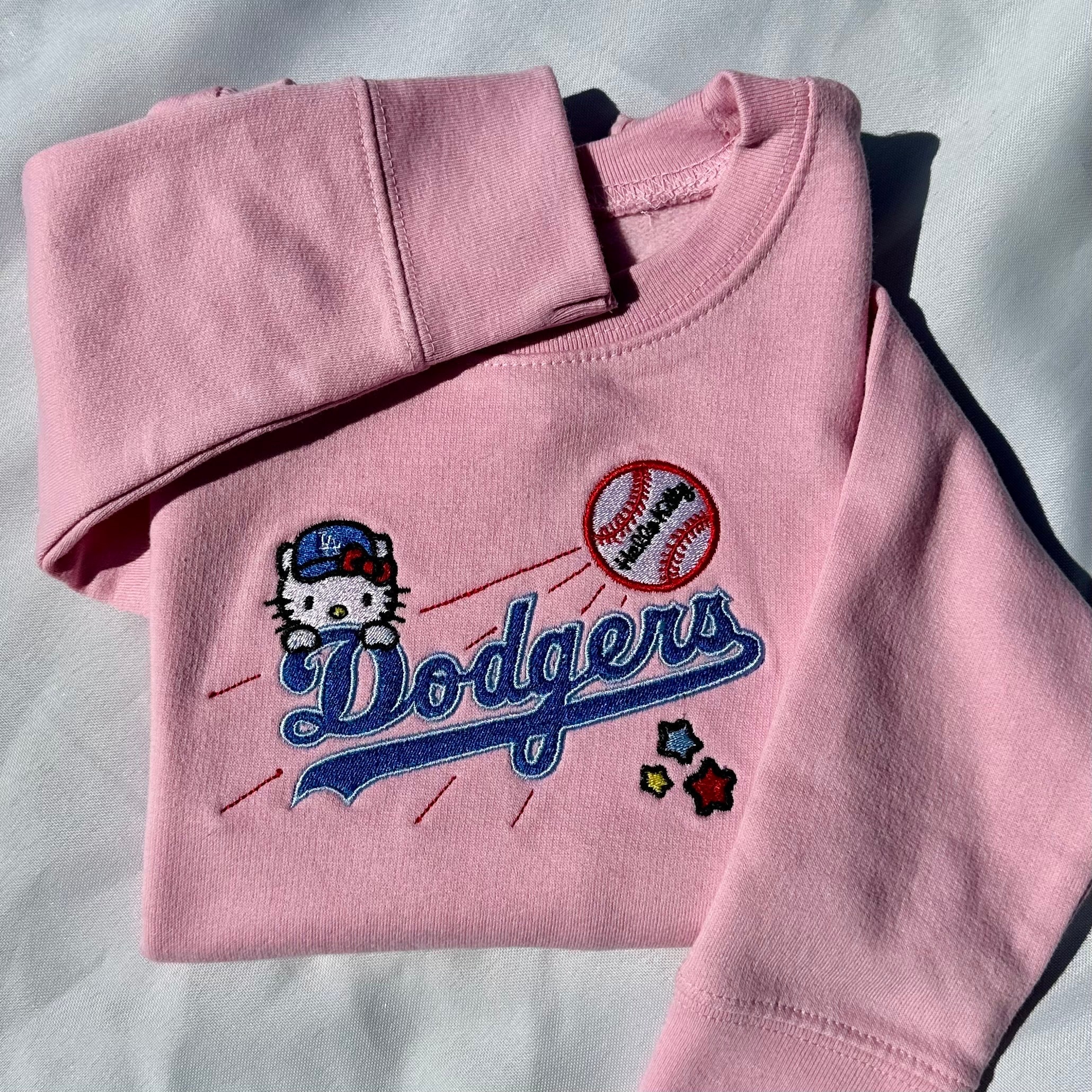 Hello Kitty LA Dodgers Decal Sticker Pink White Blue 