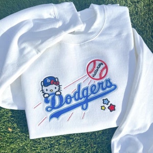 HK Dodgers Baseball Original Design Embroidered Crewneck | H Kitty Dodgers Los Angeles Baseball Gear | LA Dodyers