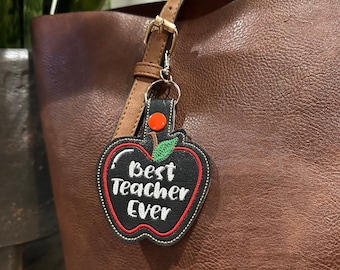 Best Teacher Ever Embroidery Keychain