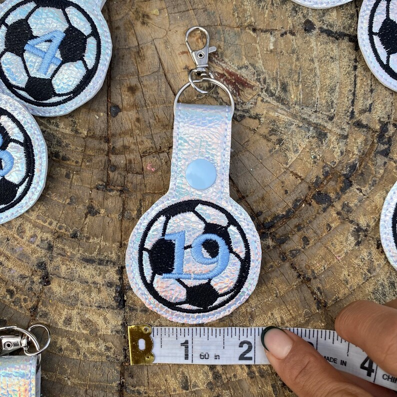 Soccer Personalized Embroidered Keychain Soccer Ball Etsy