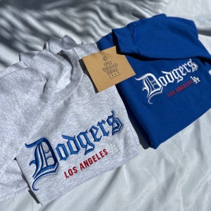 Dodgers Baseball Old English Original Embroidered Crewneck Hoodies | Dodgers Los Angeles Baseball Gear | LA Dodyers | LA Dodgers