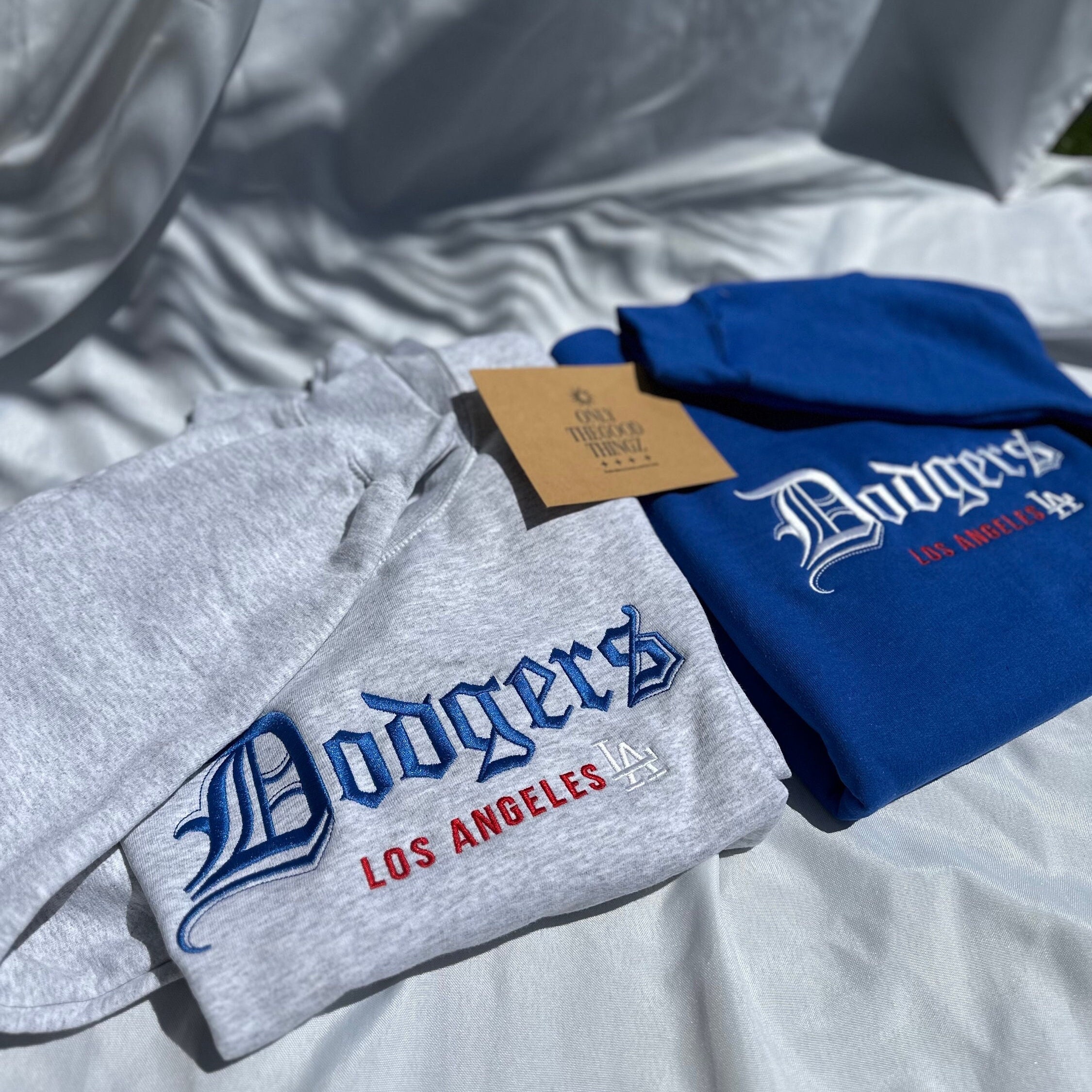 Embroidered Dodgers Crewneck: Old English LA Baseball Hoodie - Etsy