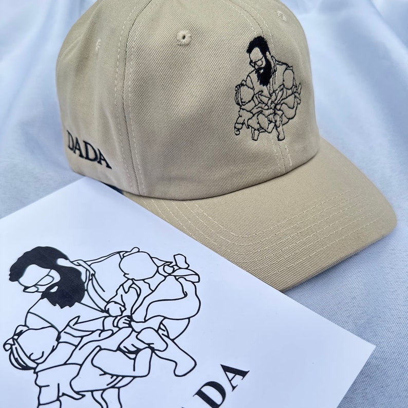 Line Art Portrait Embroidered with Roman Numerals Date on Dad Hat Couples Embroidery Dad Hat Couples Hat Gifts for Her Gifts for Him image 8